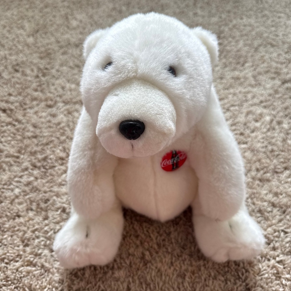 Vintage 1995 Coca-Cola Polar Bear Plush 13 inch Stuffed Animal Toy White